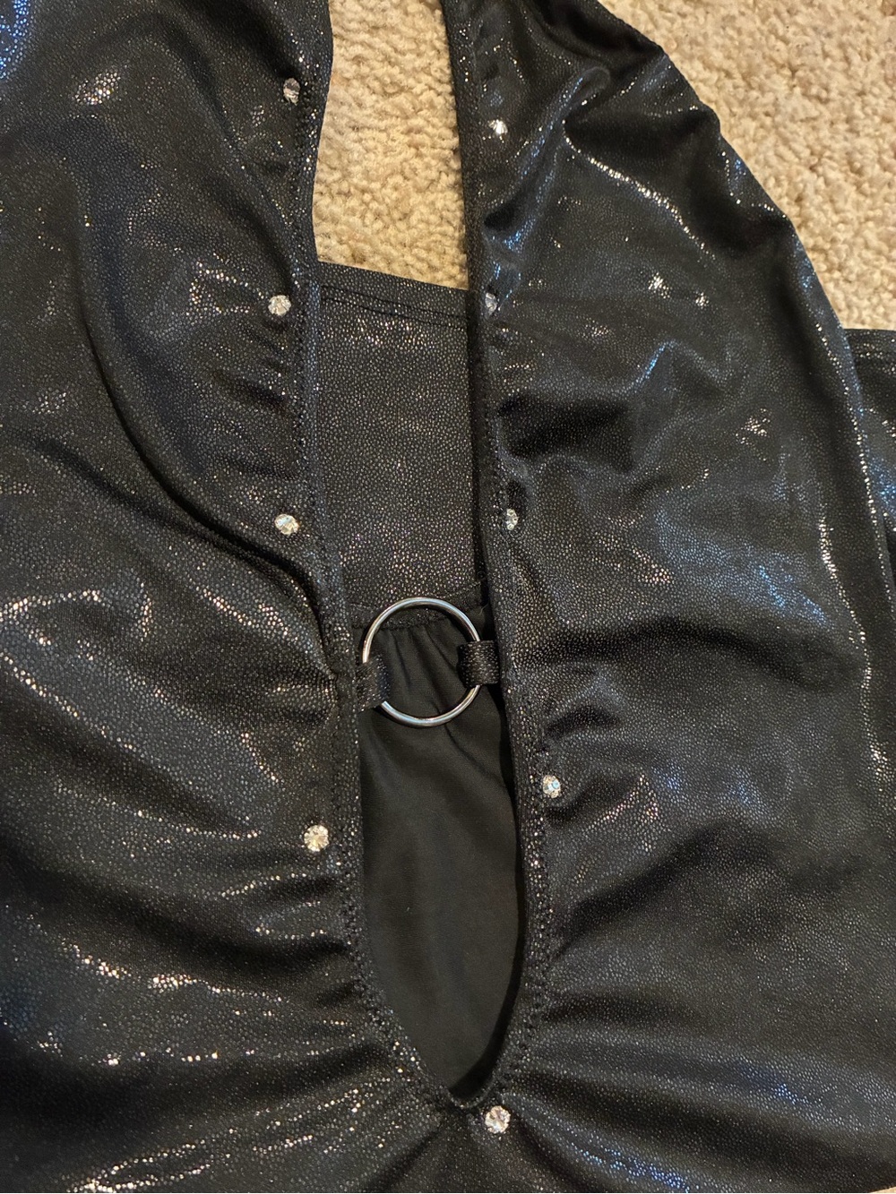 Going Out Clubbing Black Glitter Halter Minidress